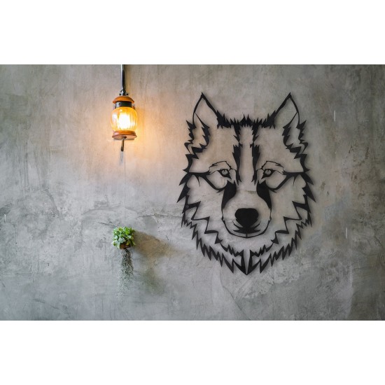 Decorative Metal Wall Accessory Wolf v11 Black