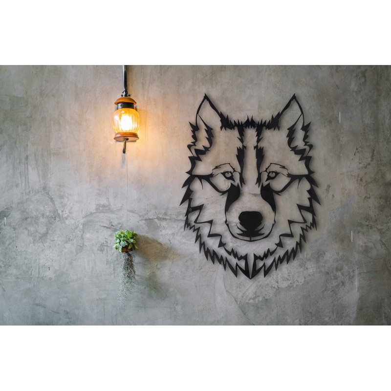 Decorative Metal Wall Accessory Wolf v11 Black