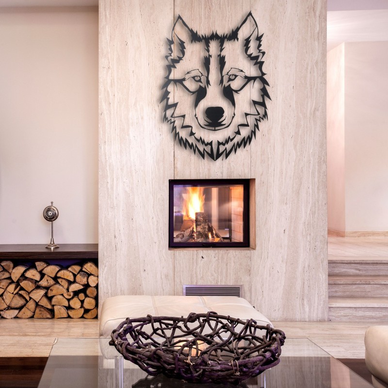 Decorative Metal Wall Accessory Wolf v11 Black