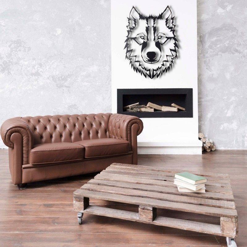 Decorative Metal Wall Accessory Wolf v11 Black