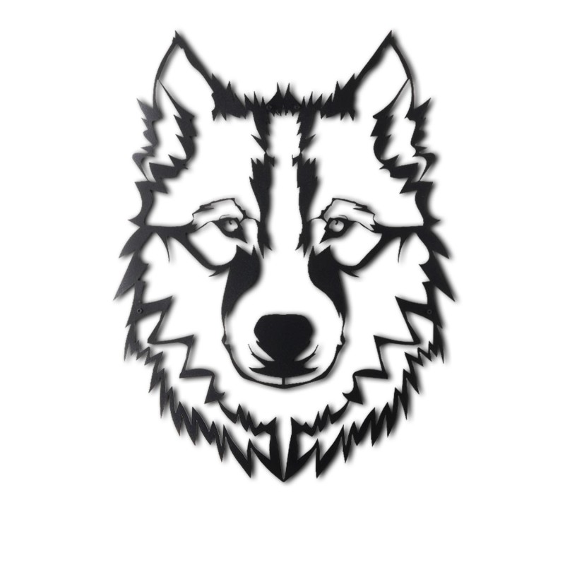Decorative Metal Wall Accessory Wolf v11 Black