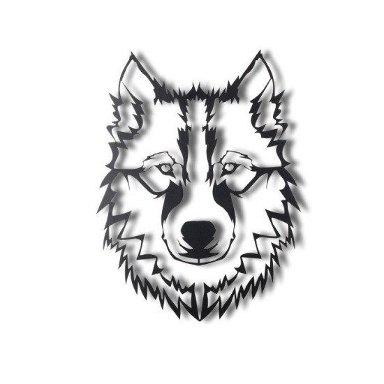 Decorative Metal Wall Accessory Wolf v11 Black