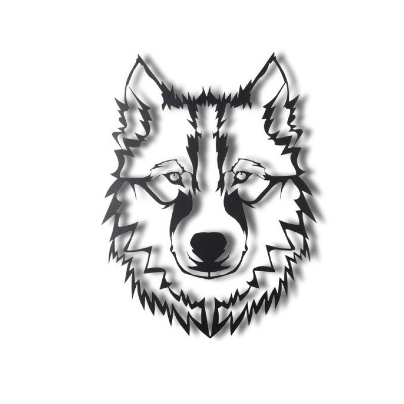 Decorative Metal Wall Accessory Wolf v11 Black