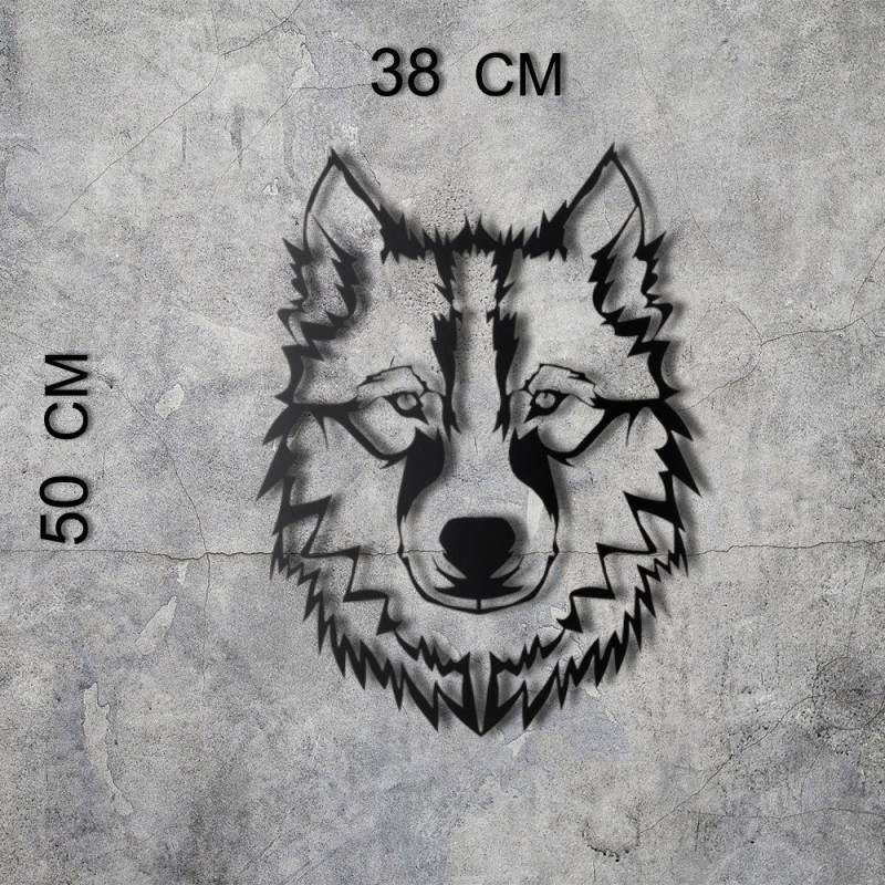 Decorative Metal Wall Accessory Wolf v11 Black