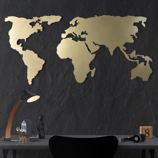 Decorative Metal Wall Accessory World Map Silhouette - Gold Gold Wallxpert Decorative Metal Wall Accessory World Map Silhouette - Gold Gold