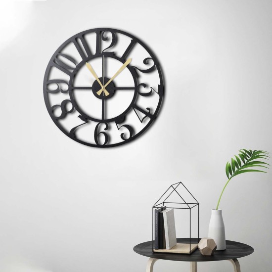 Decorative Metal Wall Clock Circle Black