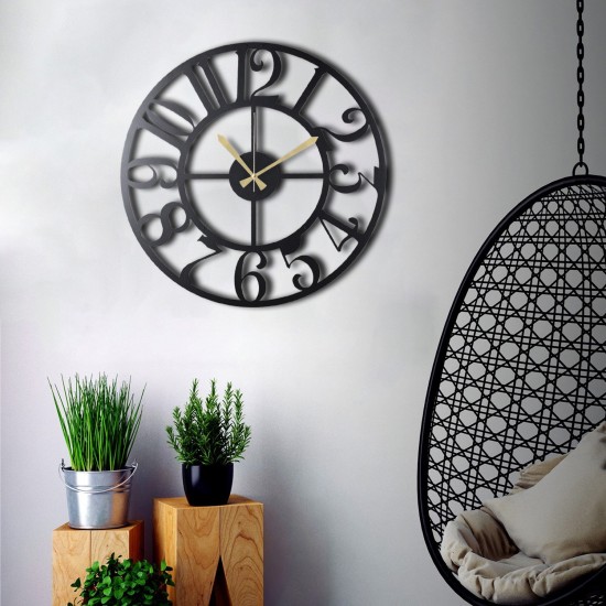 Decorative Metal Wall Clock Circle Black