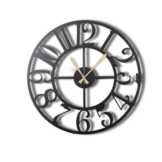 Decorative Metal Wall Clock Circle Black