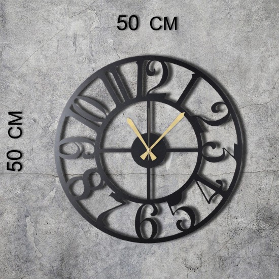 Decorative Metal Wall Clock Circle Black