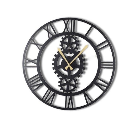 Decorative Metal Wall Clock Gear XL Black Wallxpert Decorative Metal Wall Clock Gear XL Black
