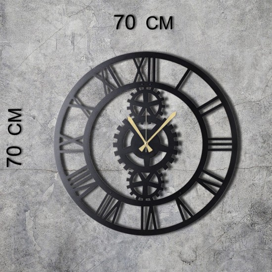 Decorative Metal Wall Clock Gear XL Black Wallxpert Decorative Metal Wall Clock Gear XL Black