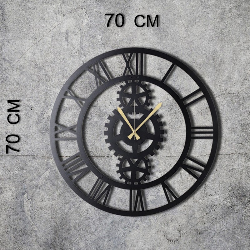 Wallxpert Decorative Metal Wall Clock Gear XL Black