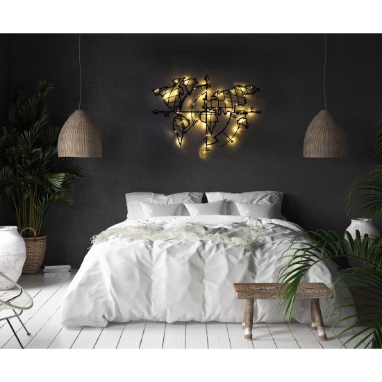 Decorative Metal Wall Accessory World Map Compass Led - Black Black Wallxpert Decorative Metal Wall Accessory World Map Compass Led - Black Black