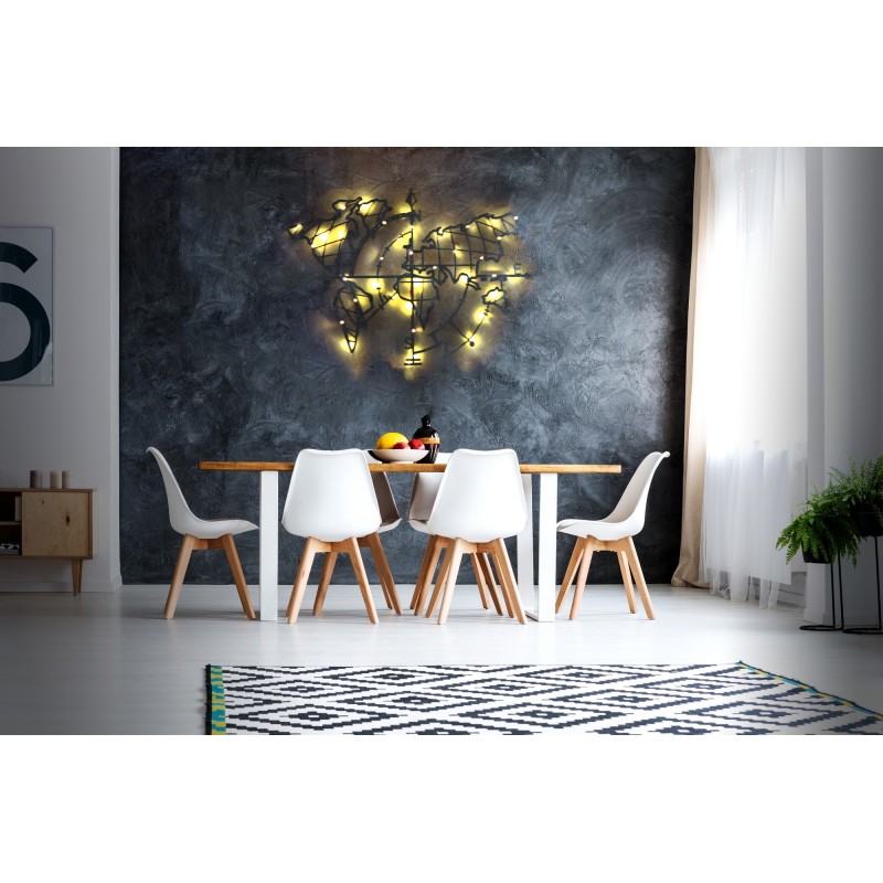 Wallxpert Decorative Metal Wall Accessory World Map Compass Led - Black Black