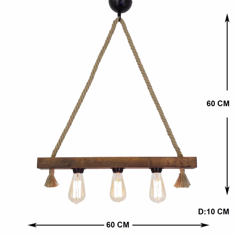 Chandelier Kütük Halat 2 Walnut