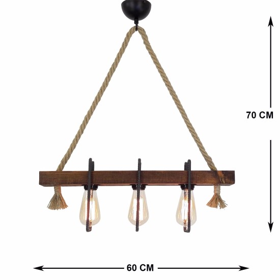 Opviq Chandelier Demir Kütük 2 Walnut