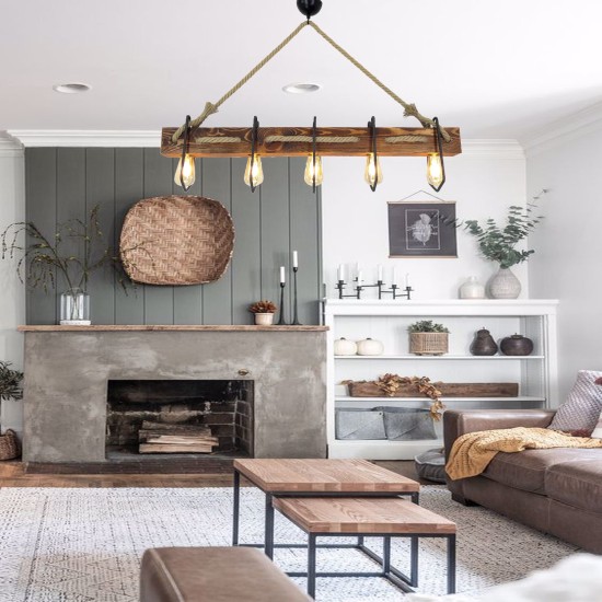 Opviq Chandelier Demir Kütük 3 Walnut