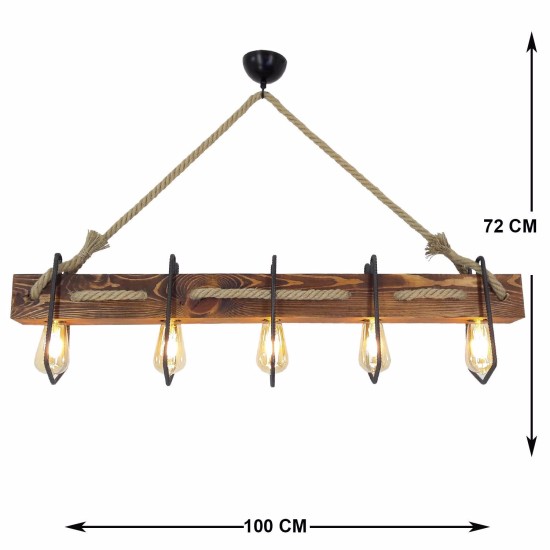 Opviq Chandelier Demir Kütük 3 Walnut