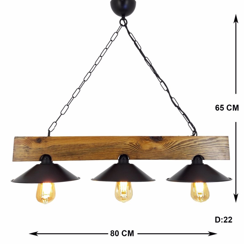 Opviq Chandelier Üç Şapka Avize Walnut
Black