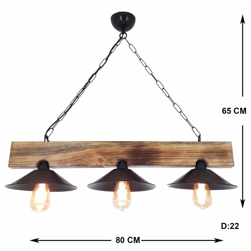 Chandelier Hepsi Üç Şapka Yakma Avize Walnut
Black