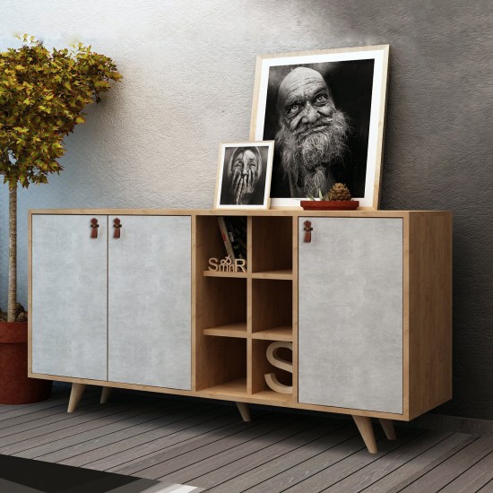 Μπουφές - Prilika - Χρώμα Λευκό Δρυς - 140x40x89εκ