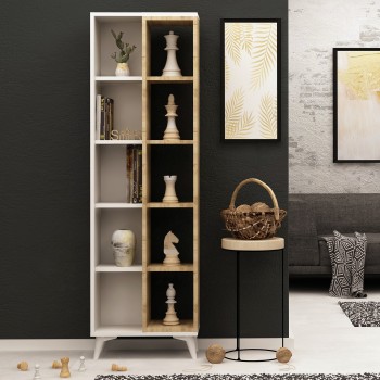 Βιβλιοθήκη - Enzamu - Χρώμα Λευκό - 50x25x160εκ