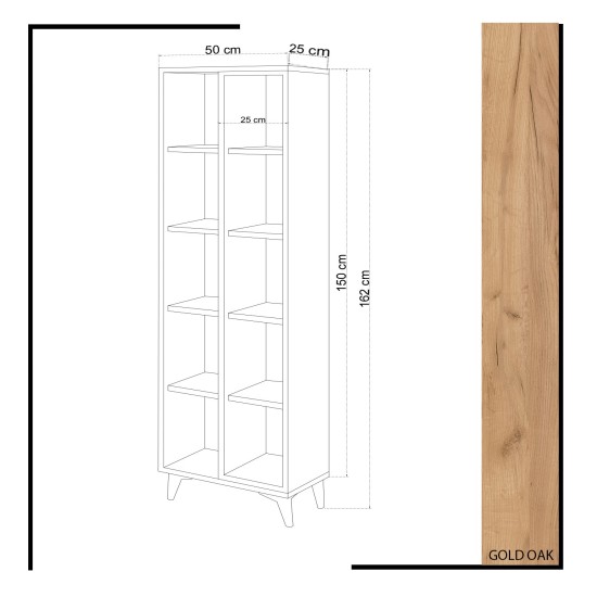 Βιβλιοθήκη - Enzamu - Χρώμα Λευκό - 50x25x160εκ Βιβλιοθήκη - Enzamu - Χρώμα Λευκό - 50x25x160εκ