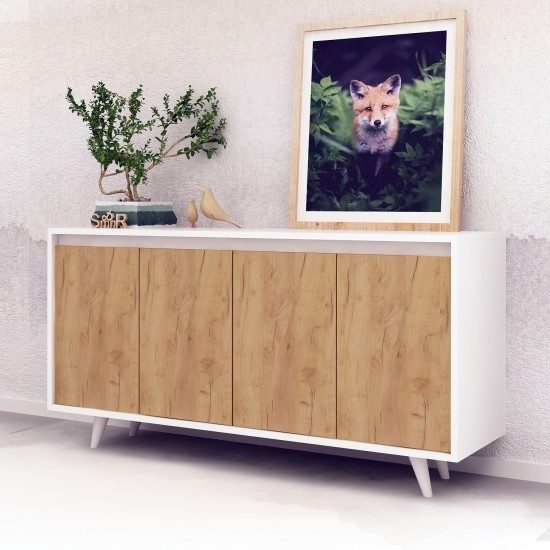 Μπουφές Nossa 140x40x86εκ - Χρώμα Λευκό Δρυς