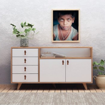 Μπουφές Lavina - Χρώμα Λευκό Δρυς -140x40x86εκ