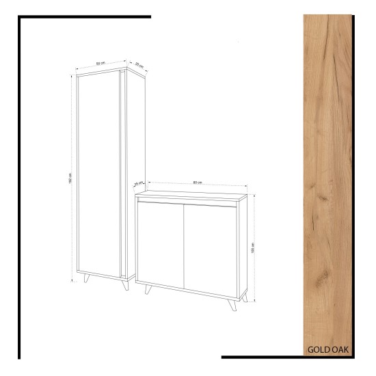 Shoe Cabinet Omninde Oak
White