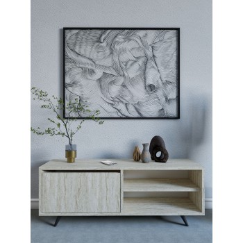 TV Stand Maku - Travertine Travertine