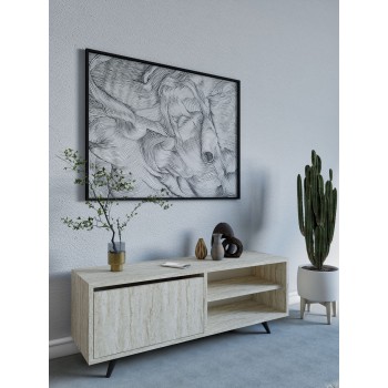 TV Stand Maku - Travertine Travertine