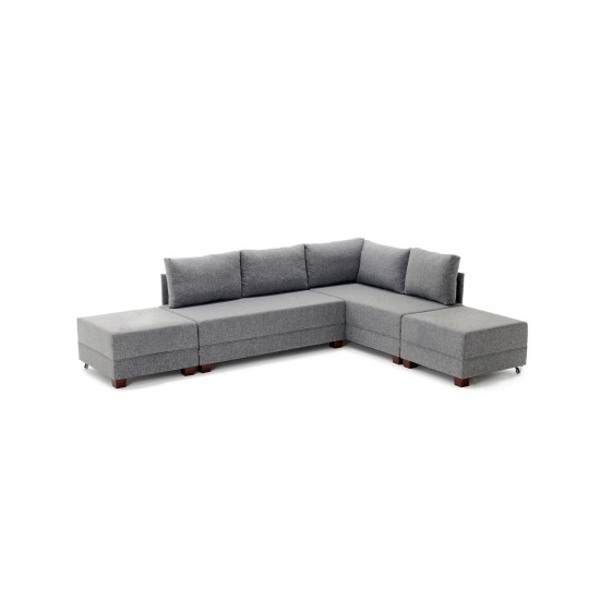 Corner Sofa-Bed Fly Corner Sofa Bed Right- Grey Grey Atelier del Sofa Corner Sofa-Bed Fly Corner Sofa Bed Right- Grey Grey