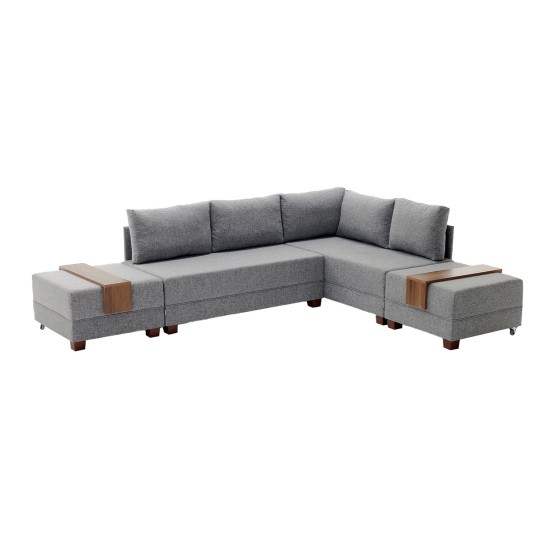 Corner Sofa-Bed Fly Corner Sofa Bed Right- Grey Grey Atelier del Sofa Corner Sofa-Bed Fly Corner Sofa Bed Right- Grey Grey