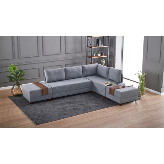 Corner Sofa-Bed Fly Corner Sofa Bed Right- Grey Grey Atelier del Sofa Corner Sofa-Bed Fly Corner Sofa Bed Right- Grey Grey