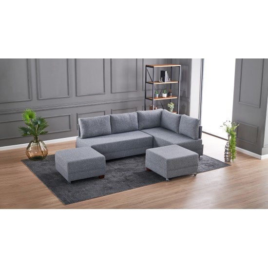 Corner Sofa-Bed Fly Corner Sofa Bed Right- Grey Grey Atelier del Sofa Corner Sofa-Bed Fly Corner Sofa Bed Right- Grey Grey