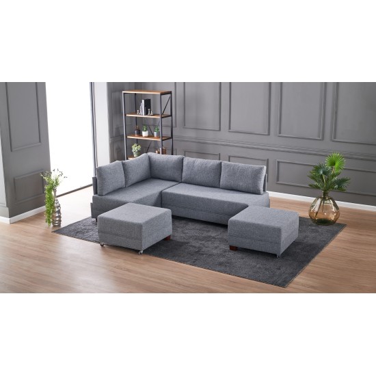 Corner Sofa-Bed Fly Corner Sofa Bed Left - Grey Grey Atelier del Sofa Corner Sofa-Bed Fly Corner Sofa Bed Left - Grey Grey