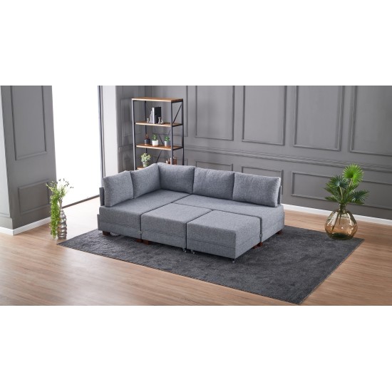 Corner Sofa-Bed Fly Corner Sofa Bed Left - Grey Grey Atelier del Sofa Corner Sofa-Bed Fly Corner Sofa Bed Left - Grey Grey