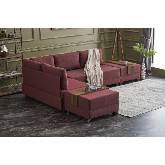Corner Sofa-Bed Fly Corner Sofa Bed Left - Claret Red Claret Red Atelier del Sofa Corner Sofa-Bed Fly Corner Sofa Bed Left - Claret Red Claret Red