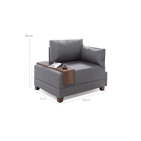 1-Seat Sofa Fly Armchair Right - Grey Grey Atelier del Sofa 1-Seat Sofa Fly Armchair Right - Grey Grey