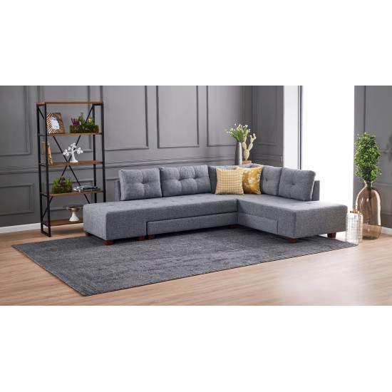 Corner Sofa-Bed Manama Corner Sofa Bed Right - Grey Grey Atelier del Sofa Corner Sofa-Bed Manama Corner Sofa Bed Right - Grey Grey