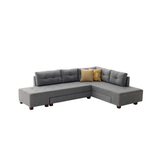 Corner Sofa-Bed Manama Corner Sofa Bed Right - Grey Grey Atelier del Sofa Corner Sofa-Bed Manama Corner Sofa Bed Right - Grey Grey