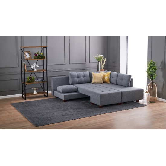 Corner Sofa-Bed Manama Corner Sofa Bed Right - Grey Grey Atelier del Sofa Corner Sofa-Bed Manama Corner Sofa Bed Right - Grey Grey