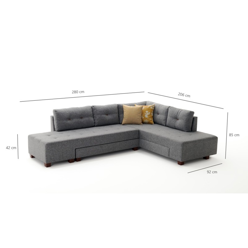 Atelier del Sofa Corner Sofa-Bed Manama Corner Sofa Bed Right - Grey Grey