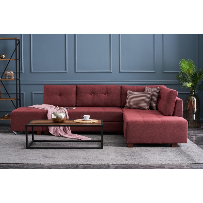 Atelier del Sofa Corner Sofa-Bed Manama Corner Sofa Bed Right - Claret Red Claret Red