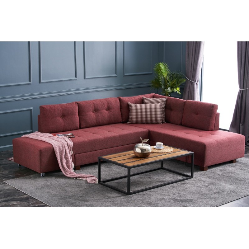 Atelier del Sofa Corner Sofa-Bed Manama Corner Sofa Bed Right - Claret Red Claret Red