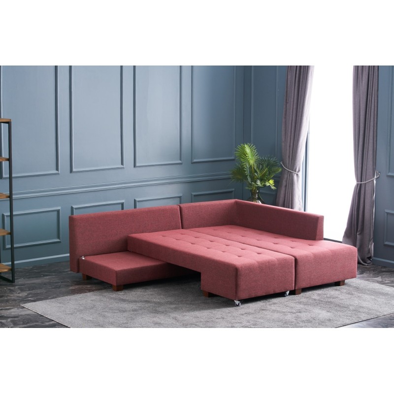 Atelier del Sofa Corner Sofa-Bed Manama Corner Sofa Bed Right - Claret Red Claret Red