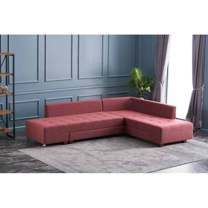 Atelier del Sofa Corner Sofa-Bed Manama Corner Sofa Bed Right - Claret Red Claret Red