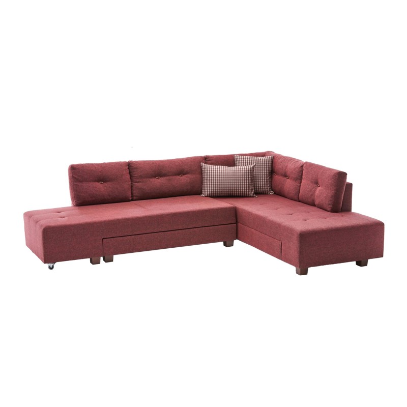 Atelier del Sofa Corner Sofa-Bed Manama Corner Sofa Bed Right - Claret Red Claret Red