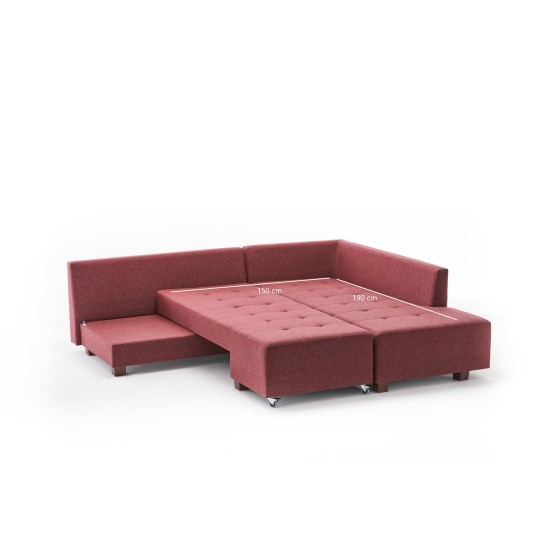 Atelier del Sofa Corner Sofa-Bed Manama Corner Sofa Bed Right - Claret Red Claret Red